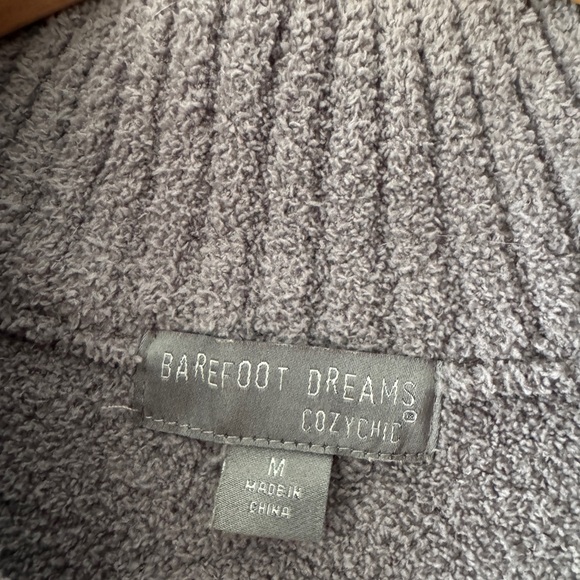 Barefoot Dreams Cozychic Mixed Shearling Pullover Glacier Gray Size Medium - Picture 6 of 7